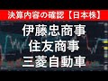 決算内容の確認　伊藤忠商事（8001）／住友商事（8053）／三菱自動車（7211）【日本株投資】