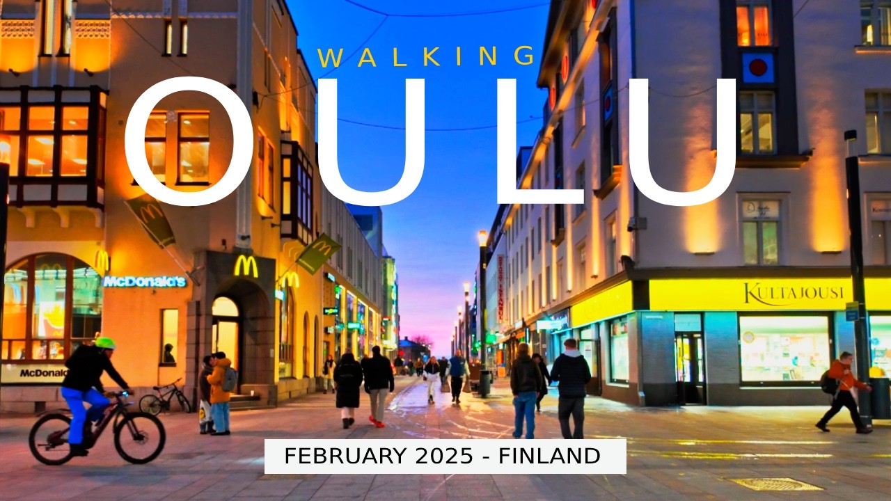 Walking Finland: Friday Evening in Oulu City Centre, February 2025 [4K] 