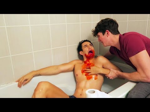 THROWING UP BLOOD PRANK ON BOYFRIEND - EXTREME FREAK OUT (GAY COUPLE PRANK)