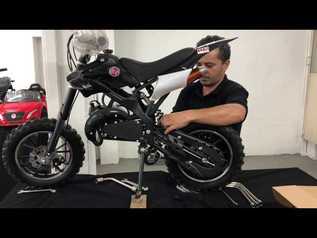 Mini Moto Cross Trilha 49cc bz Arena Preta Partida a Corda