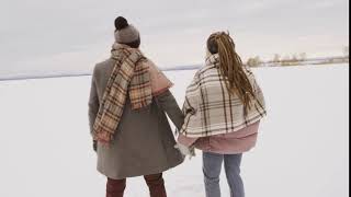 Couple kissing in snow video|Couple in snow filed stock footage|Couple kissing no copyright video