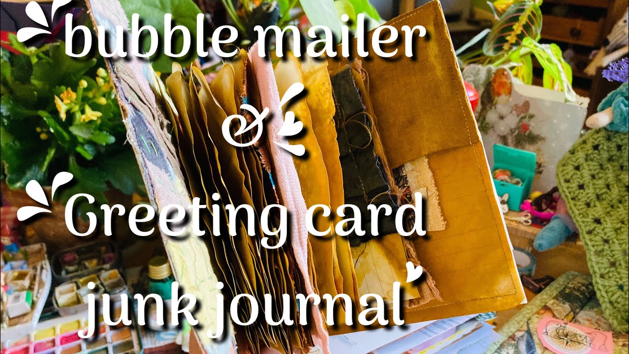 Owl journal 🦉 bubble mailer & greetings card junk journal ♻️ Process video