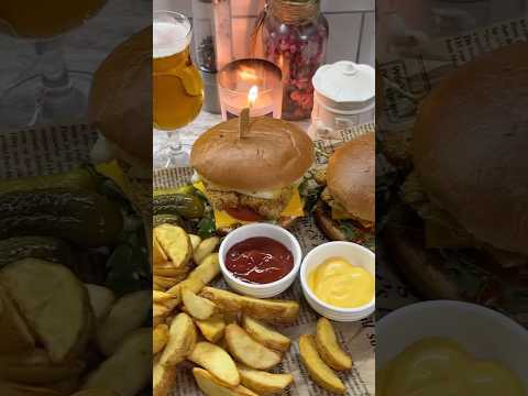 Чикенбургер с сырной котлетой 🍔#бургердома #чикенбургер #бургеры #рецепты