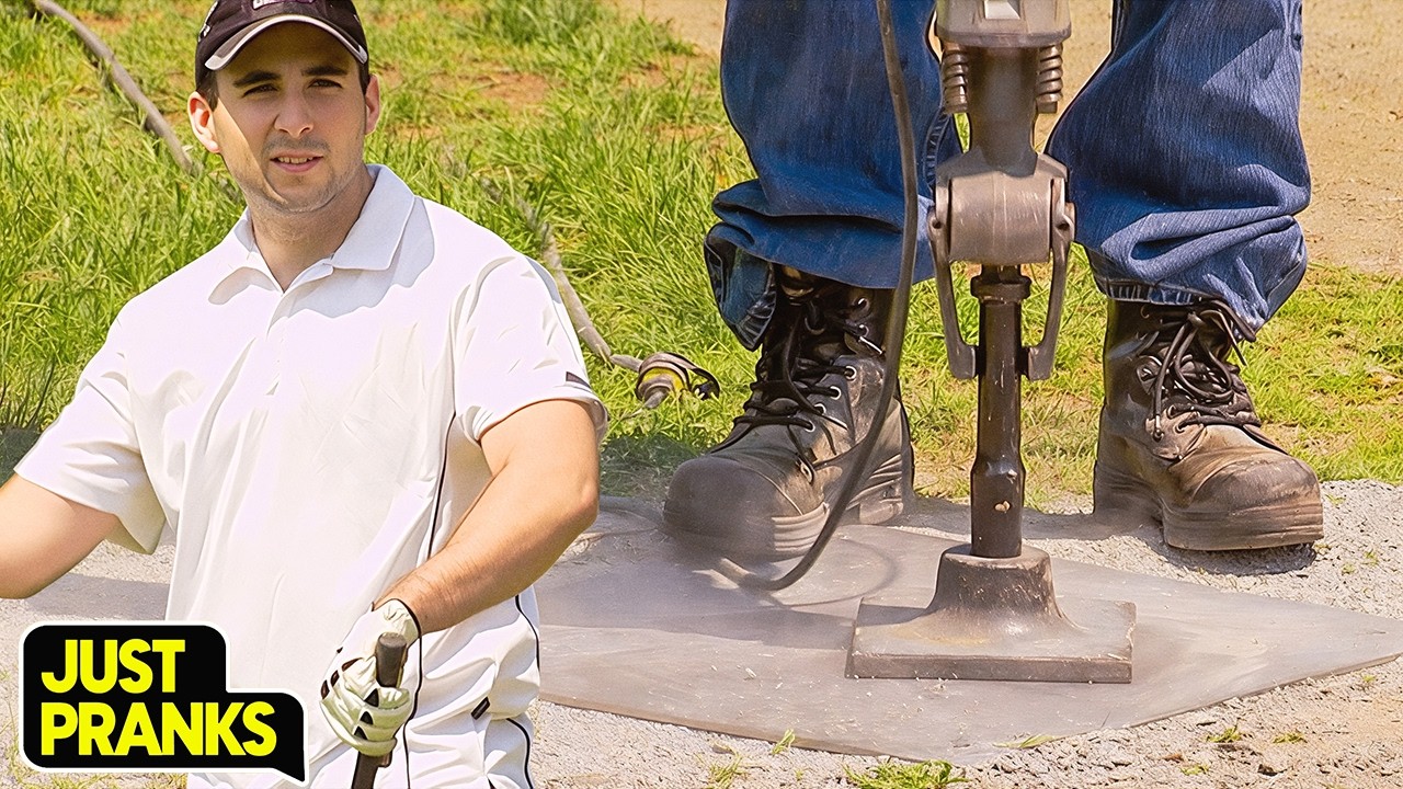 Watch His Face When the Jackhammer Ruined His Perfect Shot! | Just Pranks