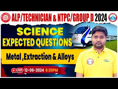 RRB Science Expected Questions | Metal, Extraction & Alloys | Science for RRB NTPC, ALP, Group D