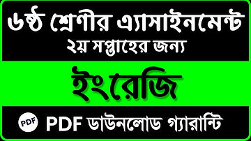 Class 6 English Assignment Answer 2022 | 2nd Week Class 6 Assignment Answer | English PDF Class 6