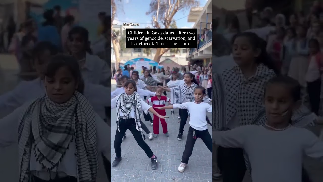 Children in Gaza dance after two years of genocide, starvation, and heartbreak.