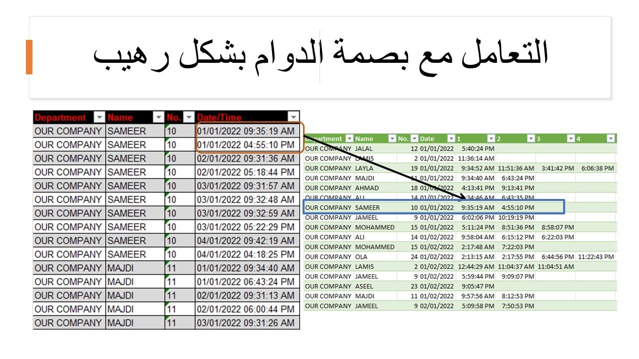 ساعة الدوام و البصمة ... بكل حرفية و ابداع في اكسل ... نرحب بالمبدعين