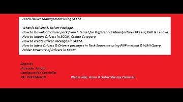 Driver Management OSD SCCM in Hindi Harender Jangra 2nd Part