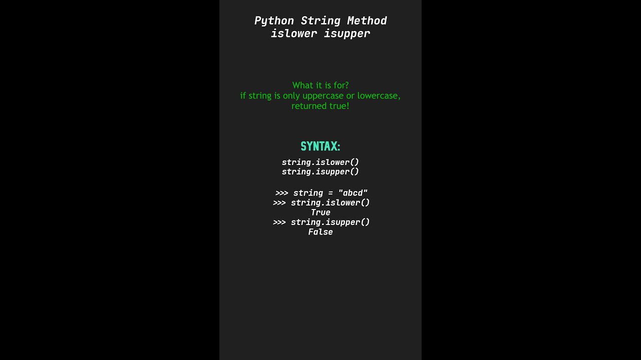 islower isupper - Python String Methods 
