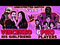 5 vs 6 || VINCENZO with His Wife &amp; Ak47 vs Pro Subscribers Clash Squad Custom - Garena Free Fire