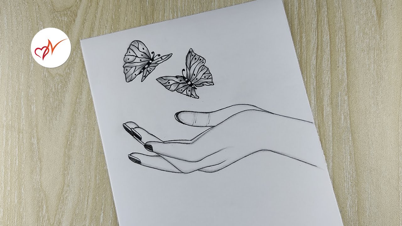 How to draw a hand catching butterflies