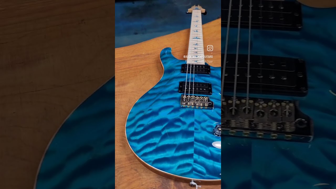 PRS Guitar Private Stock Custom 24 Quilt Top Flame Maple Neck and Fretboard Turquoise Birds