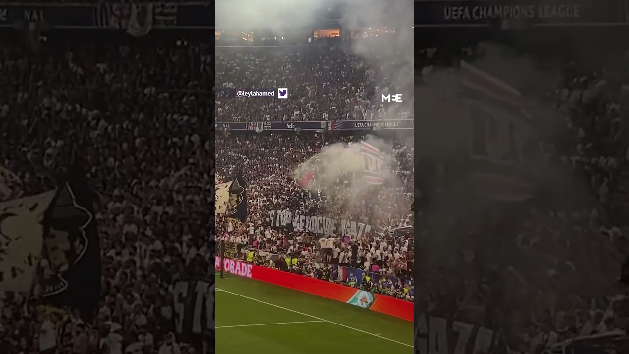 PSG fans unfurl 'Stop Genocide in Gaza' banner