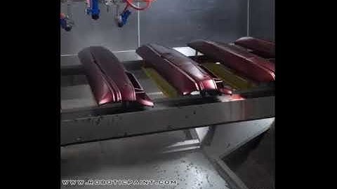 Automatic painting machine trace on conveyor spraying paint shop