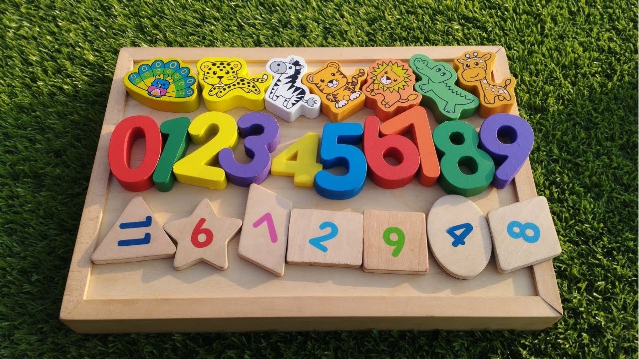 numbers, shapes, animals, counting with activity puzzle, preschool learning videos