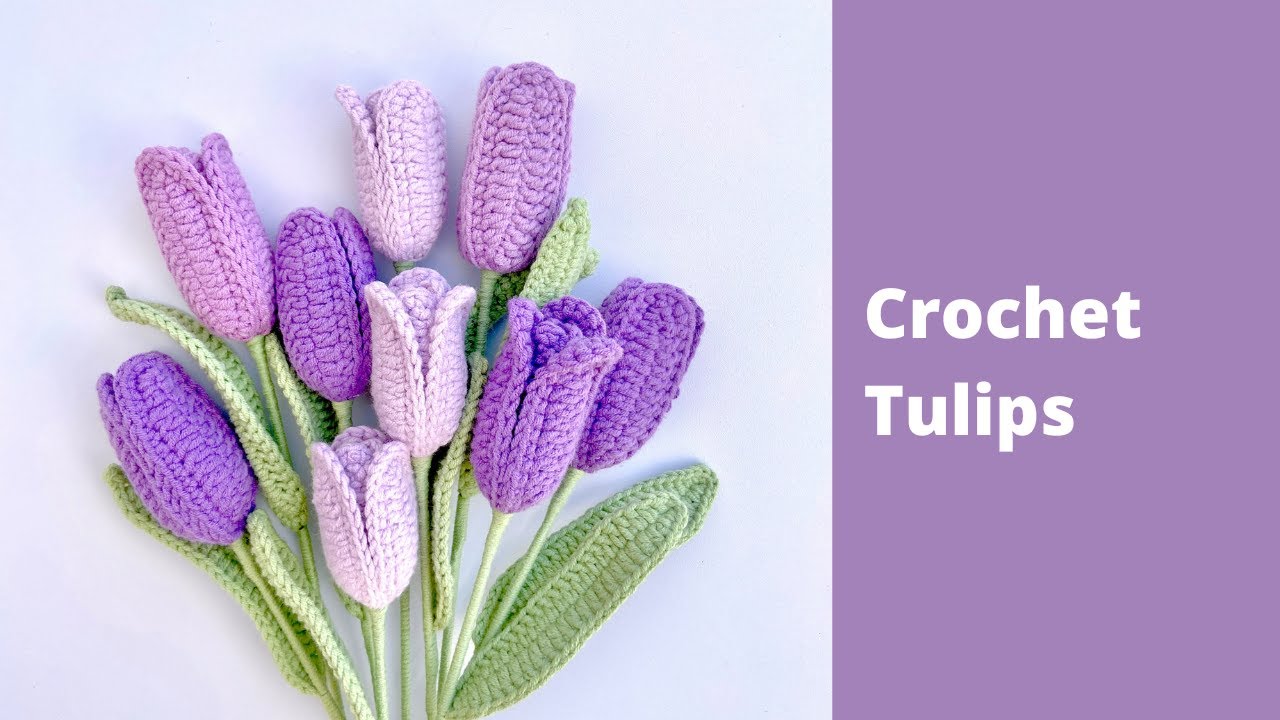 Cotton Yarn Crochet Tulip Flower Bouquet Tulip Flower Crochet for Decor and  Bouquets Crochet Flower Bouquet Tulip Flower Bunch 