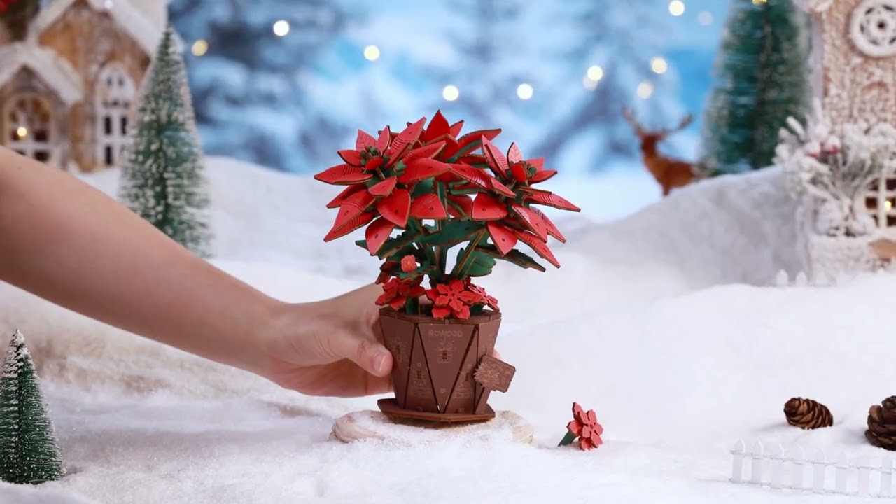 Rowood Poinsettia DIY Flower Bouquet 3D Wooden Puzzle TF001