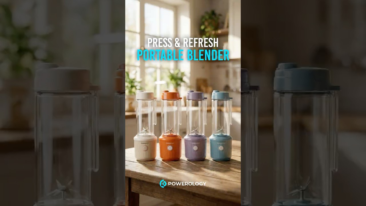 Powerology Press Refresh Portable Blender 450ml 2500mAh 6 Blades.