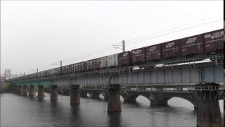 EF81-403＋ED76-83重連牽引　高速貨2071列車　走行シーン