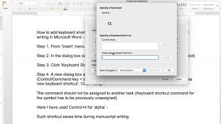 How to create keyboard shortcut for a frequently used symbol in Microsoft Word