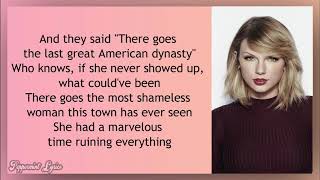 The Last Great American Dynasty (Lyrics Video) \/\/ Taylor Swift