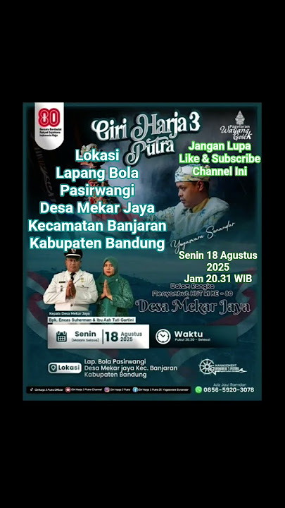 Pagelaran Wayang Golek Giri Harja 3 Putra Bandung Ki Dalang Yogaswara Sunandar Sunarya