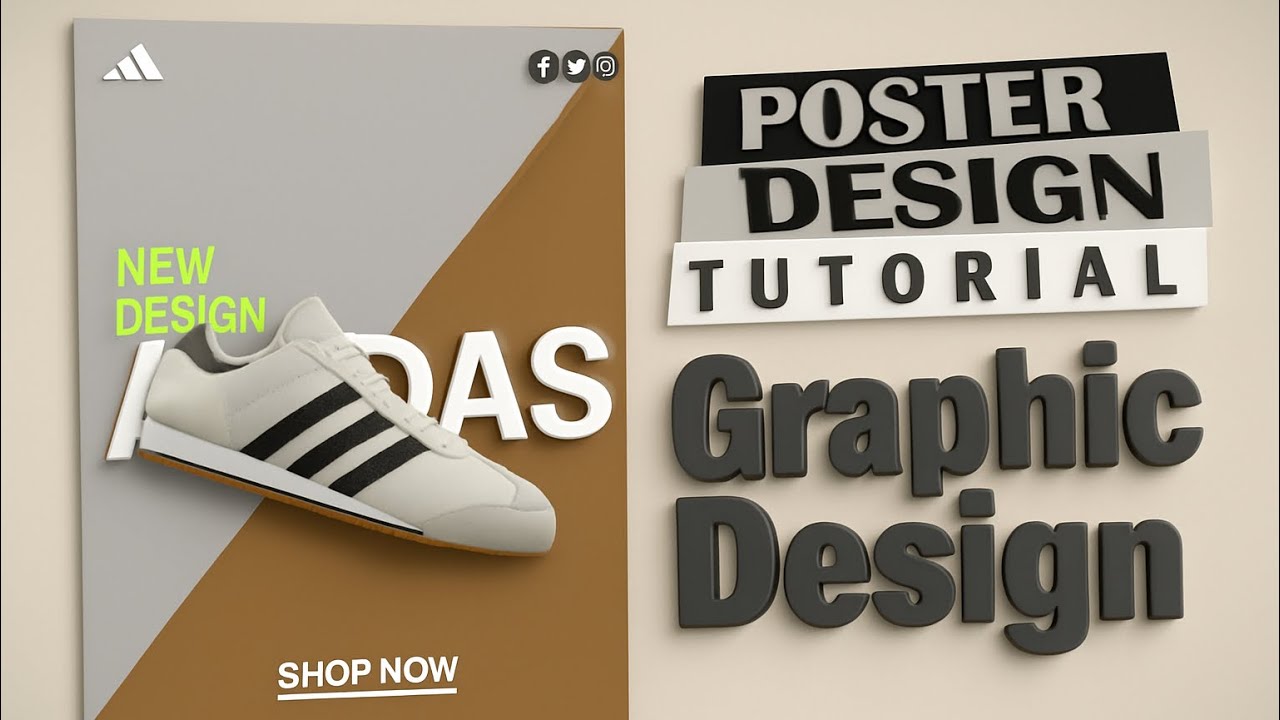 Poster Design Tutorial How to Create Adidas Graphic Poster in 