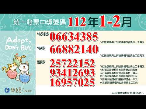 中華民國112年1-2月統一發票中獎號碼(2023年)