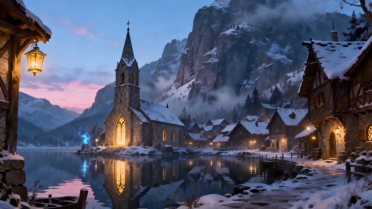 Silent Winter Village of Eldoria ❄️ Medieval Fantasy Ambient for Sleep, Reading & Calm