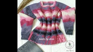 كروشيه اسهل بلوفر بدون حردات ولا تقسيم كبار واطفال.how to make easy crochet sweater