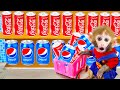 🙉Smart Bi Bon buy soda Coca Cola and Pepsi to have a party | Animal HT Monkey Baby