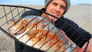 Catch n' Roast SPICY Surf Perch Over a Fire!