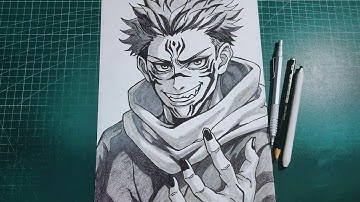 Hoe teken je Ryomen Sukuna | Jujutsu Kaisen | Anime tekenen stap voor stap