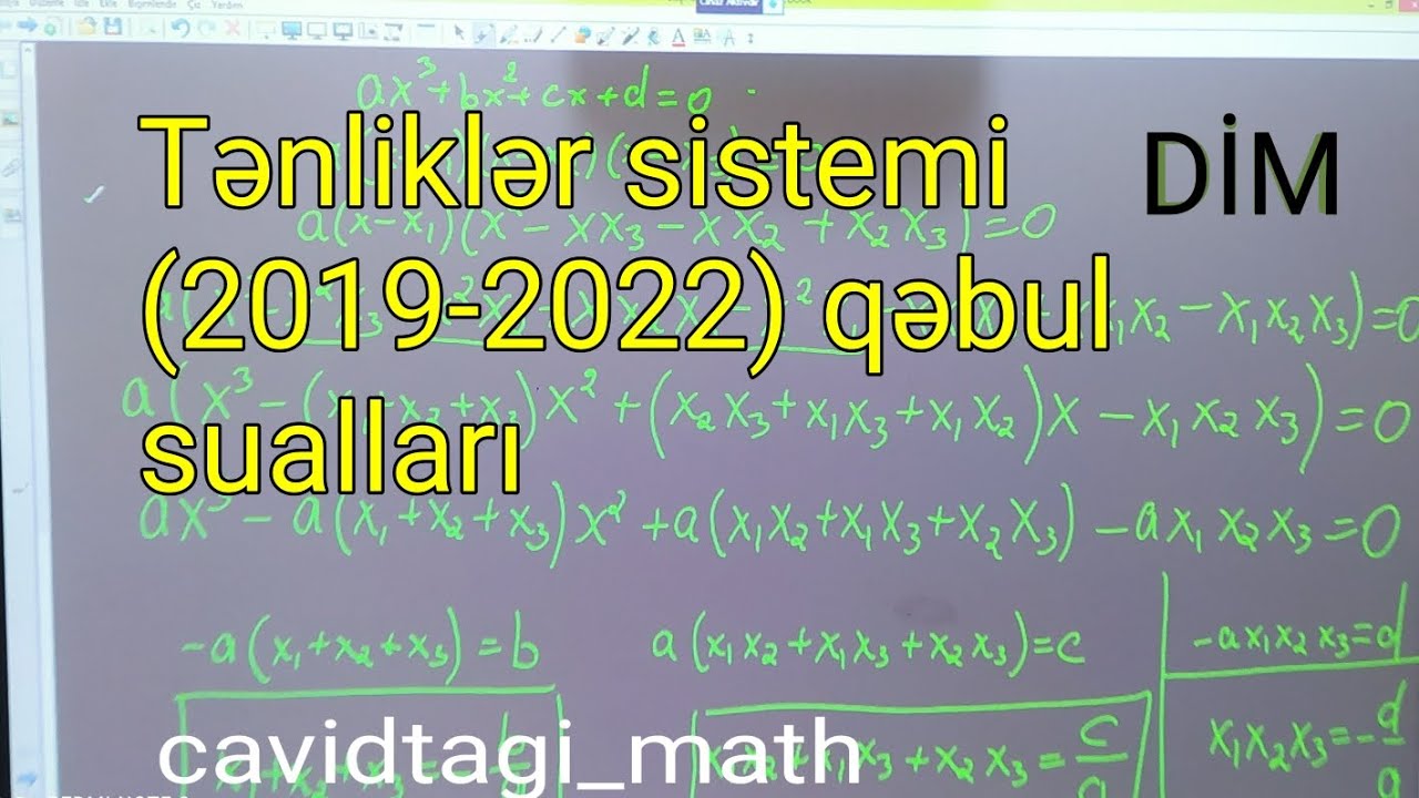 Tənliklər sistemi (2019-2022) DİM qəbul sualları