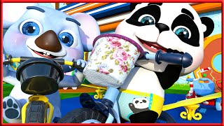 Lets Happy birthday Song, Wheels on the Bus  Baby Panda  Nursery Rhymes, ride a bike song.