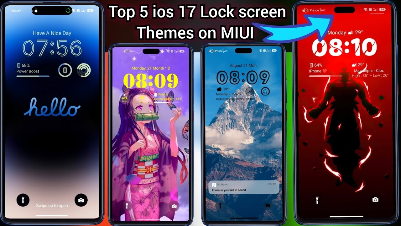 Top 5 ios 17 Style Lock screen Themes On Redmi Xiaomi Poco Device🔥No ...