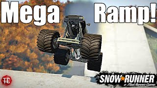 SnowRunner: MONSTERMAX 2 \& MORE WD Trucks vs MEGA RAMP!