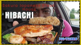 Hibachi Salmon, Shrimp and Steak to go at Sakura in Oaklyn, NJ