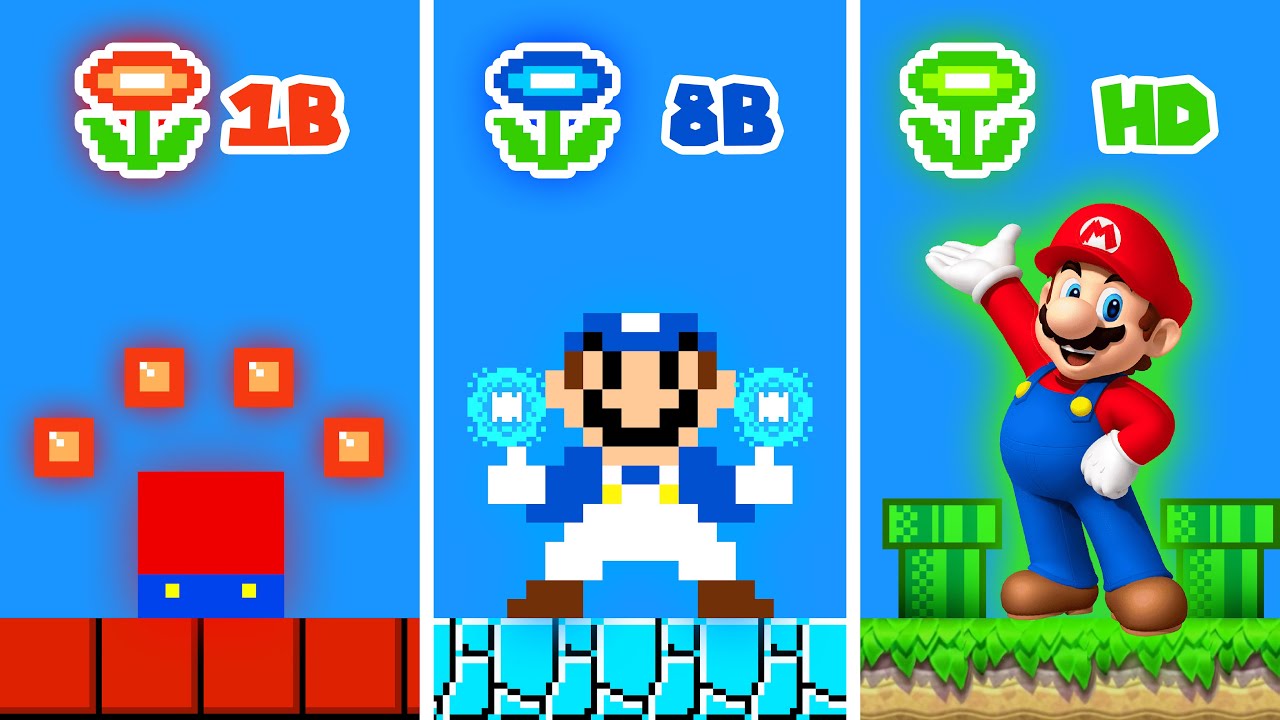 8BIT CHALLENGE What If Super Mario Bros 1 BIT Vs 8 BIT Vs 32 BIT Vs 8bit-challenge-what-if-super-mario-bros-1-bit-vs-8-bit-vs-32-bit-vs