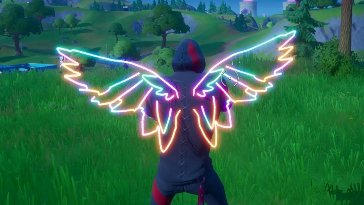 Fortnite *LEAKED* NEON WINGS BACK BLING GAMEPLAY! (Daylight + Night