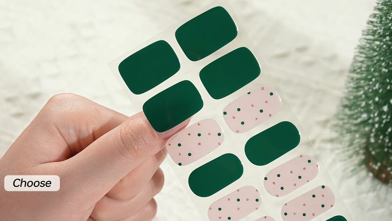 NG200663 Christmas Polka Dot Gel Nail Wraps  Wholesale & Private Label | Semi-Cured Holiday Nails