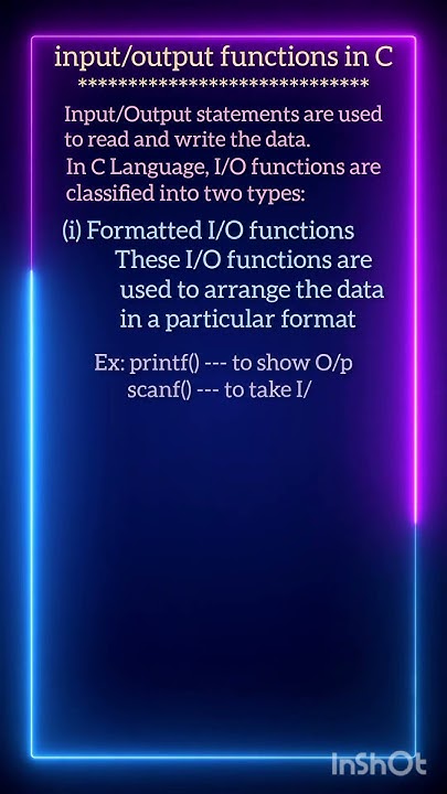 Formatted/Unformatted Input/Output Functions in C Language #computer ...