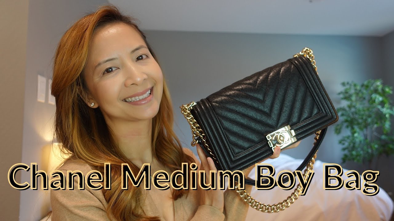Chanel Boy Bag Medium Black Caviar Review 2021| Tiana Le - YouTube