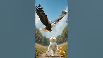 A duckling helps a kitten from an eagle #duck #cat #animals #ai #cartoon #shorts #viral #animation
