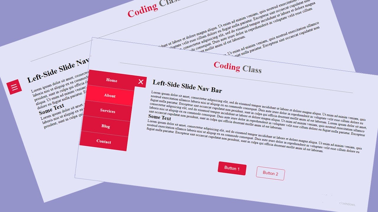 Sidebar Menu Using HTML & CSS | Vertical Side Menu With Hamburger ...