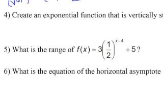 Test C   #1 to #6   Exponential Functions