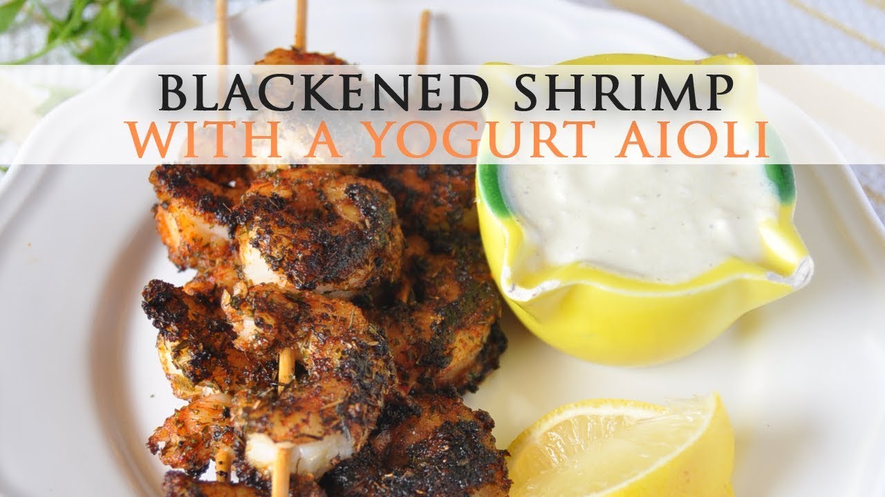 Blackened Shrimp Skewers with Yogurt Aioli | Spain on a Fork
