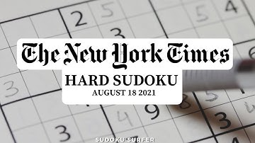 New York Times - Hard Sudoku - 18 August 2021