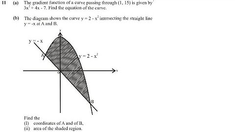 CALCULUS(AREA AND EQUATION OF CURVE)-2024 Additional mathematics internal G12 ECZ exam Q11 P1